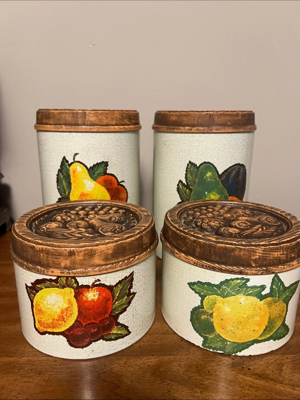 Vintage Cheinco Housewares Metal Fruit Canister Set (Set of 4)